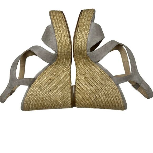 Paloma Barcelo Gray Suede Strappy Wedge Sandals 5”  Heel 1” Platform Size 40 - Picture 2 of 12